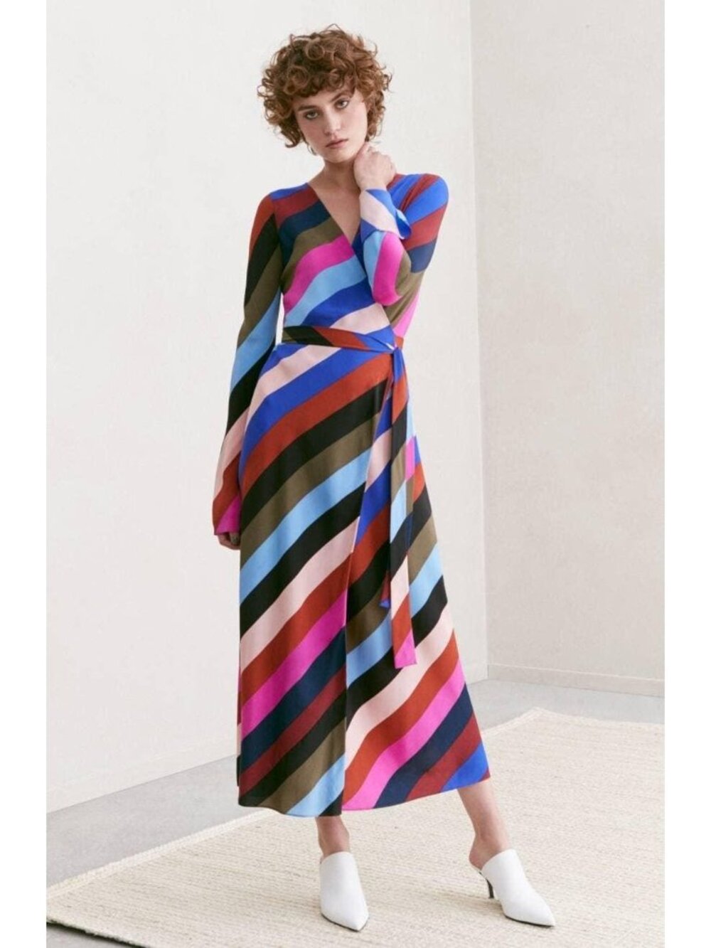 Diane von Furstenberg Multicolor Wrap Dress Chevron Stripes